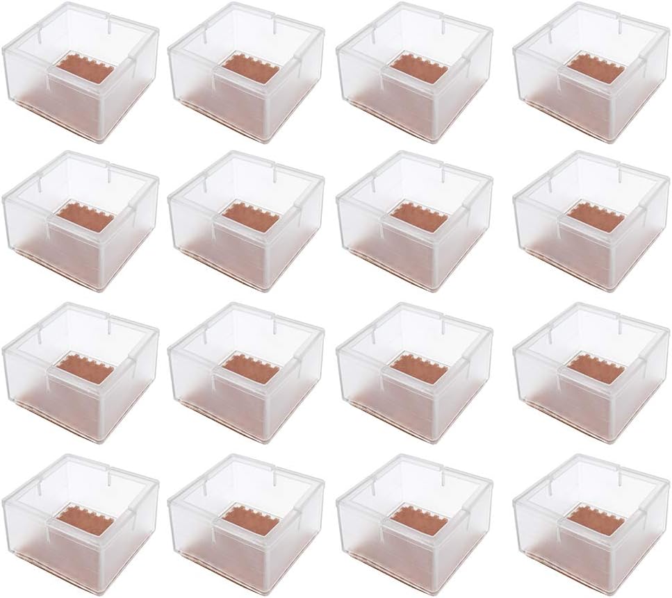BTMB Square Silicone Chair Leg Caps Furniture Table Feet Covers Floor Protectors Fit 2.16''-2.36'' (55-60mm),Pack of 16