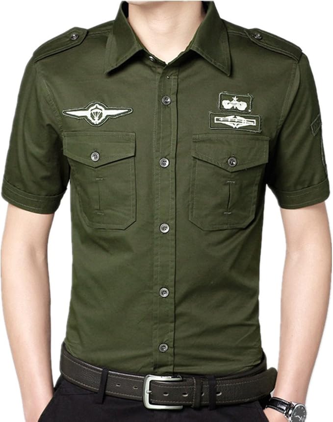 Newbestyle Men Summer Short Sleeve Military Shirt Amazon.co.uk Clothing
