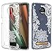Moto Z3 Play Case with HD Screen Protector Huness TPU Grip Bumper and Clear Flower Transparent Hard PC Backplate Hybrid Slim Phone Case Cover for Motorola Moto Z3 Play Phone (Flower)