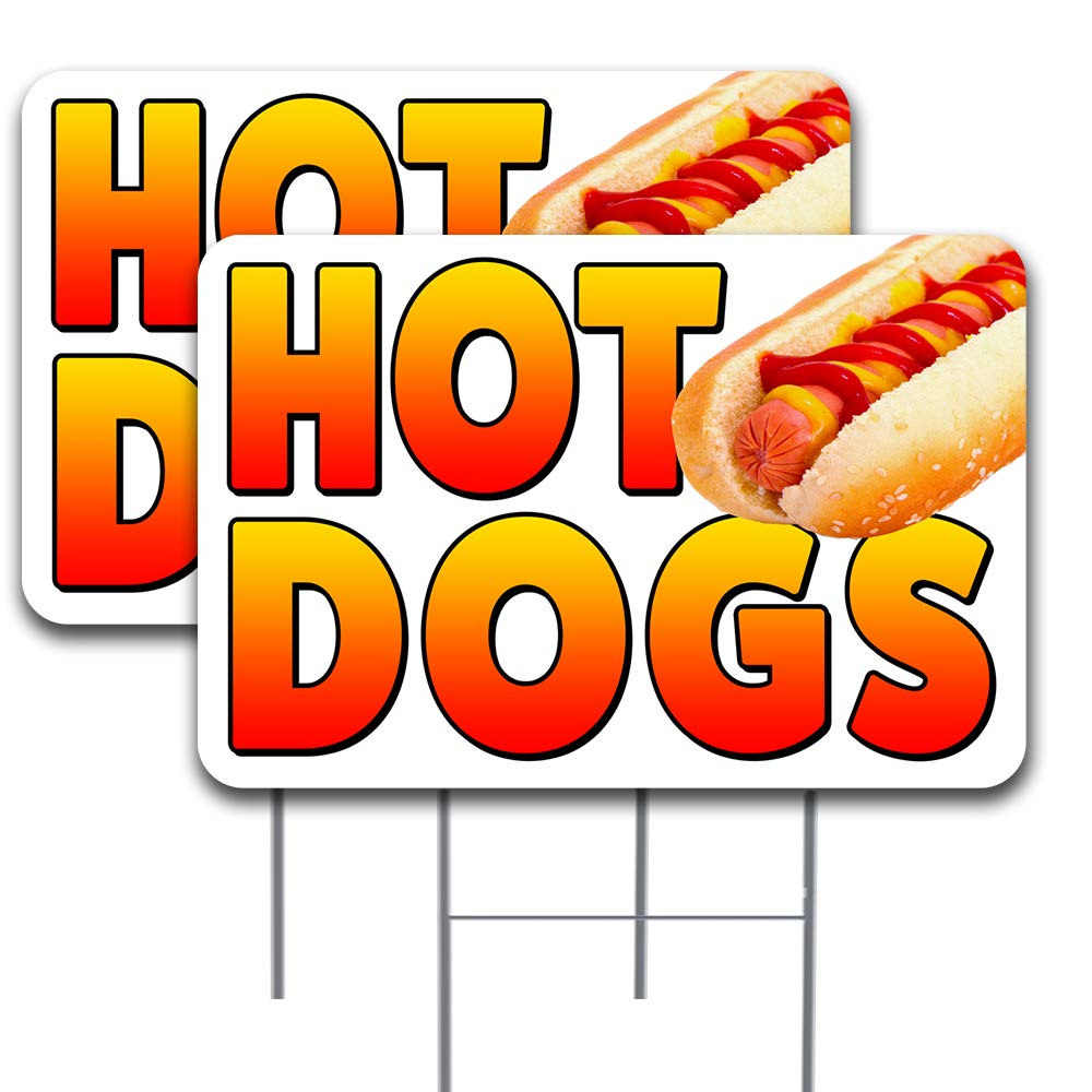 Amazon.com : 2 Pack HOT Dogs Yard Sign 16" x 24" - Double-Sided Print