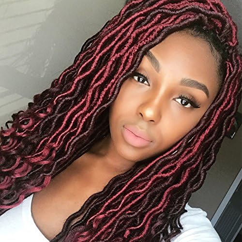 3Pcs/Lot 20” Goddess Faux Locs Deep Curly Faux Locs Crochet Twist Hair Wavy Faux Locs with Curly Ends Synthetic Braiding Hair Extension (#Tbug)