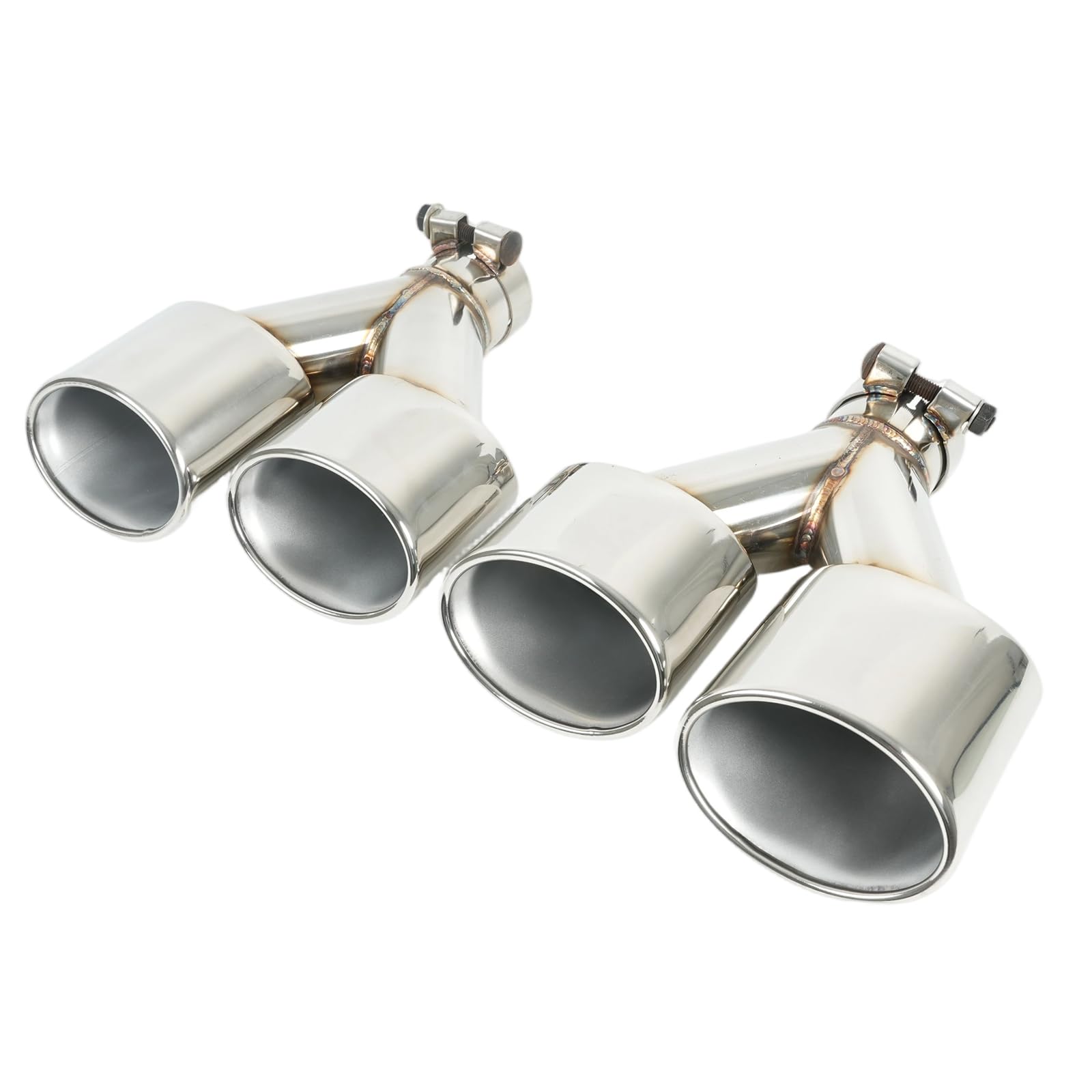 Photo 1 of BDBO Stainless Steel Exhaust Y Pipe Dual Exhaust Tips for Mercedes Benz C-Classs W204 C180 C200 C260 C300 C350 C63 2015-2018 Car Tailpipe Dual Exhaust Adapter Connector(PACK OF 2)