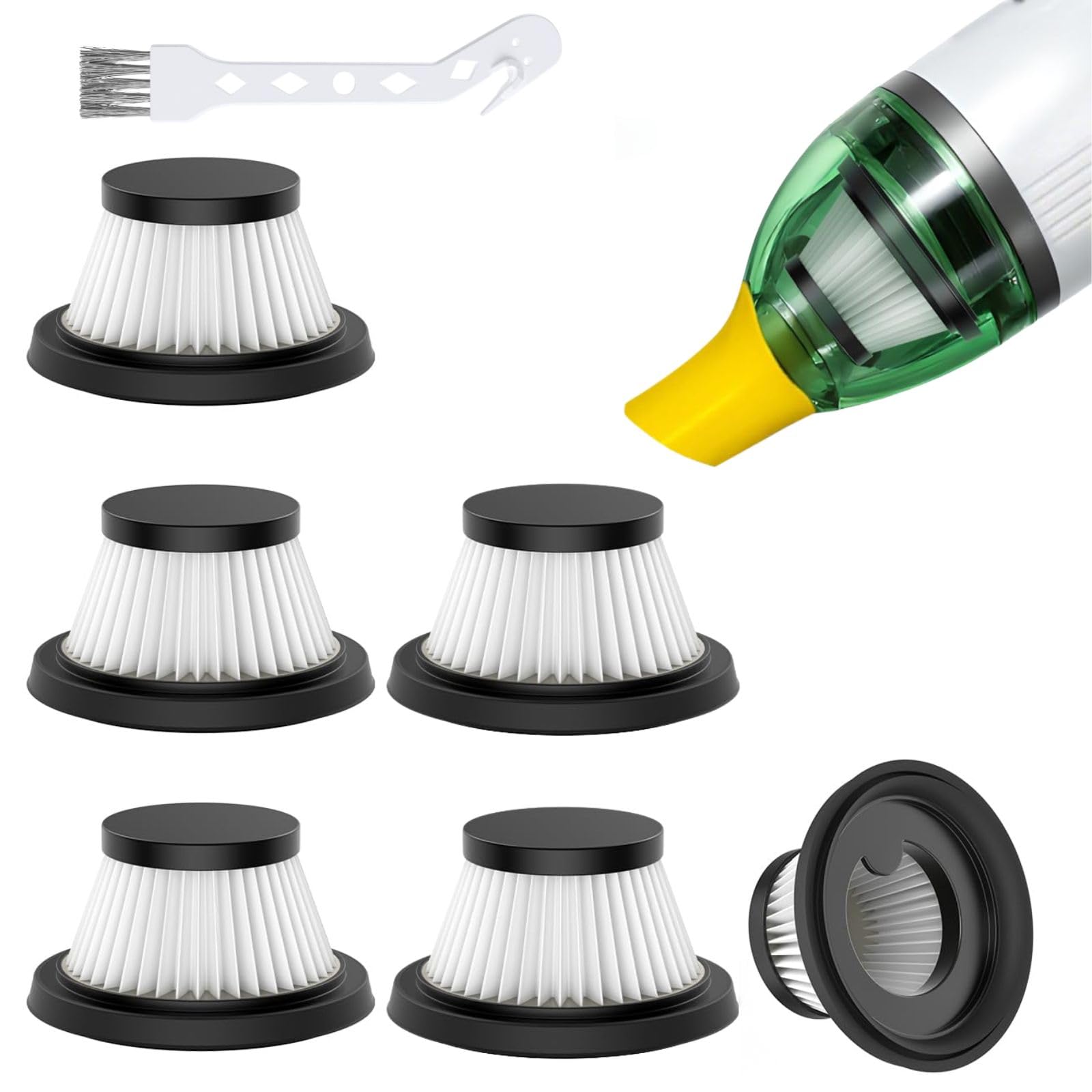 6 Pack HEPA Vacuum Filter Replacement Compatible with Compact Cordless Vacuum Cleaner as Seen on TV, Washable and Reusable Vac Replacement Parts