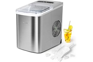 Zyerch Ice Maker Machine Countertop, 26lb Ice Per Day, Large or Small Ice Option, Easy to Clean, Enjoy Endless Supply of Ice in Party, Office, Patio, Home