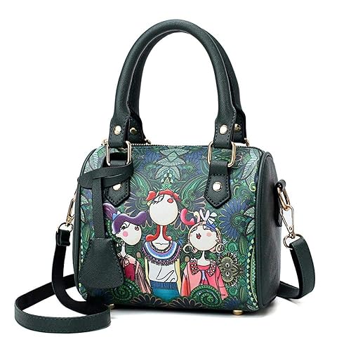 LMRYJQ Damen Elegant Rucksack Handtasche Mode Damen Handtasche Wald lässig Umhängetasche Headset Tasche Boston Tasche