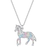 Horse Wolf Giraffe Dinosaur Necklace Gifts,Flamingo Elephant Sloth Llama Mermaid Necklaces Jewelry for Women