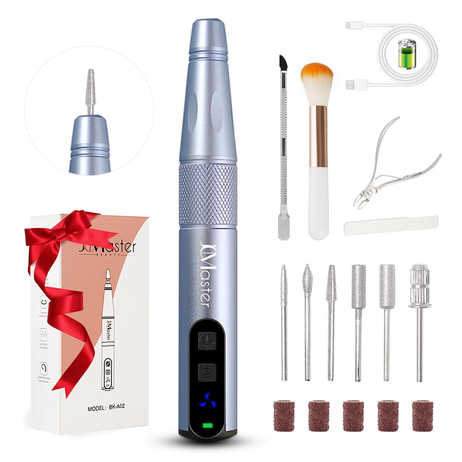 Nail Drill, Professional Electric Nail Files for Acrylic and Gel Nails, Portable Electric Nail Drill Machine E File 25000RPM, Electric Manicure Pedicure Set for Nail Care, Gifts for Girls Women Mum