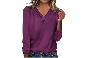 JXSOYEN Long Sleeve Shirts for Women Fall Clothes Casual V Neck Buttom Tops Solid Color Shirts 2024