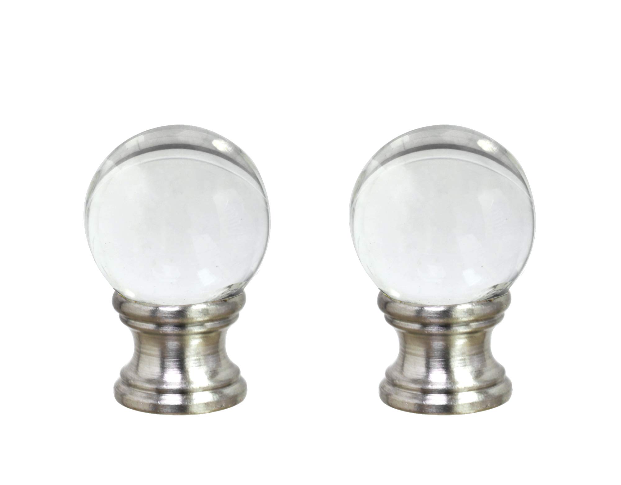 Aspen Creative 24014-12, 2 Pack Clear Glass Ball Lamp Nickel Finish, 1 1/2" Tall Finial