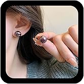 Xduargs Boho Red Pearl Earrings Ball Dangle Earring Pearl Red Earrings Burgundy Simulated Pearls Statement Earring for Women