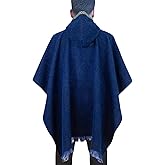 DAVLINA, Alpaca Wool Poncho Hooded - Thick, Breathable, Hypoallergenic and Non-Itchy. Warm and Soft Wool Poncho