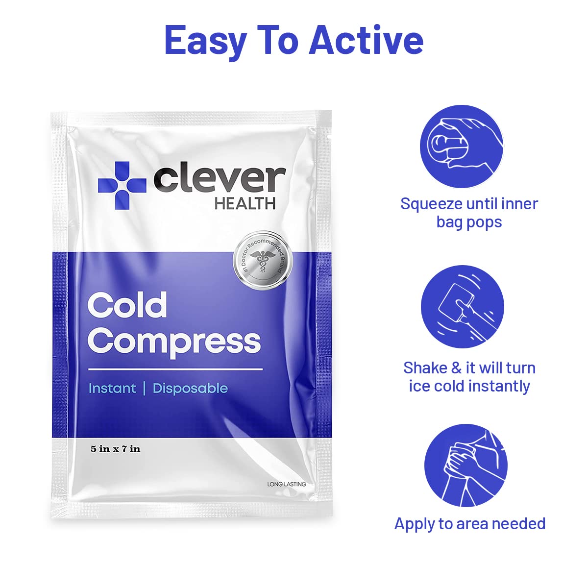 Instant Cold Pack | Disposable Ice Packs - Cold Therapy - for Injuries, Swelling, Inflammation, Muscle Strains, Sprains, Perfect for First aid Kit, Outdoor Activities, Athletes. 5x7 Inches, 6 Pack.