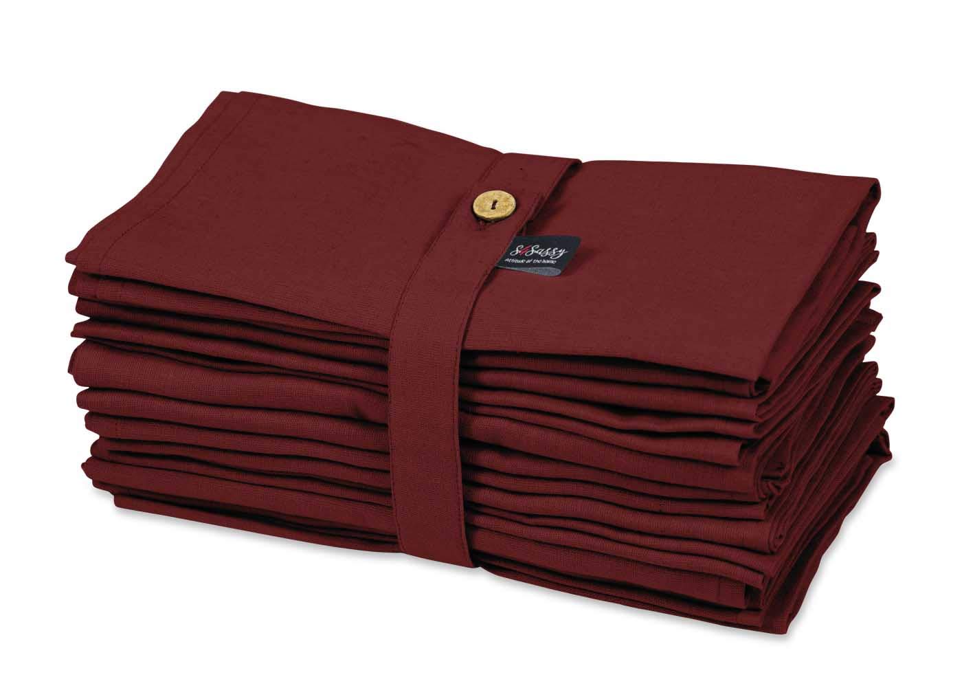 S4Sassy Red Solid Home Decor Re-Usable Napkin Dinning Set Wedding Party Table Linen 12 Pcs