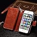 F FORITO LIN-00236 Joopapa PU Leather 2 in 1 Magnetic Wallet Credit Card Holder iPhone 5S/5 Wallet Flip Case Cover with Built-in 6 Card Slots, Brown