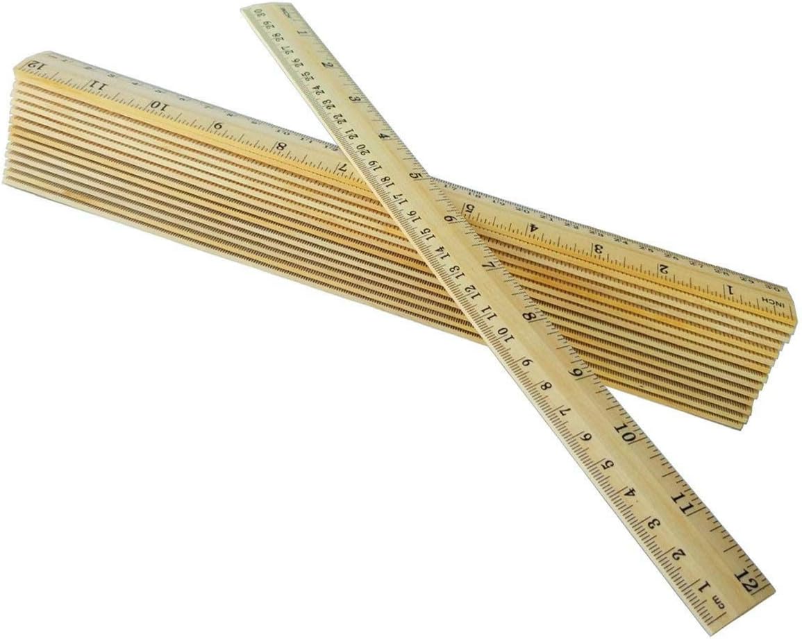 Vaorwne 16 Packs Wood Ruler 12 Inch 30 CM Student Rulers Wooden School