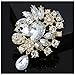 LAYs Vintage Flower Brooch Pin Rhinestone Jewelry for Women Party Dress Clothing Decor (White)