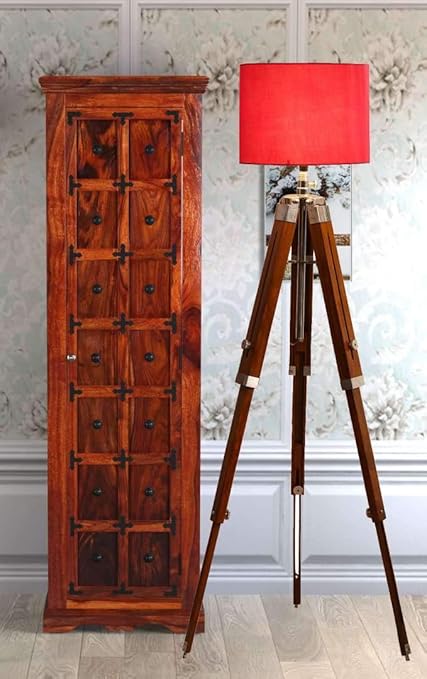 Beverly studio 12 Red Drum Wooden 3 fold Tripod Floor lamp