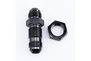 AC PERFORMANCE -8 AN Male Flare Straight Bulkhead Fitting Adapter Aluminum Black with AN8 Nut