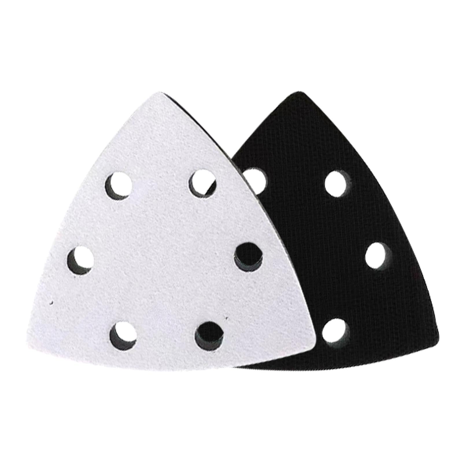 2 x Replacement Protective Pad for Delta Sander, Sanding Plate, 93 x 93 x 93 mm, 6-Hole, Protection Pad for Better Adhesion of Sandpaper, Triangle Sander, Black + White