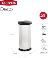 Curver One Touch Deco Bin 40 L Silver 70% Recycled Plastic Kitchen view 8