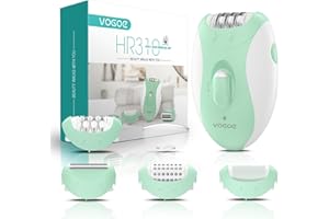 VOGOE Epilator for Women-Cordless Epilators Hair Removal for Women, 4-in-1 Electric Razor Hair Remover, 2 Speeds & 21 Tweezers for Face Legs Arms Armpit Bikini, Green HR310