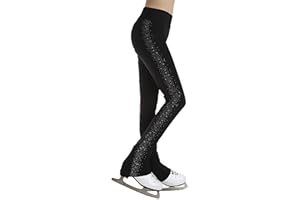 TTAO Kids Girls Figure Ice Skating Pants Skate Training Tights Crystals Skating Practice Leggings Sportswear