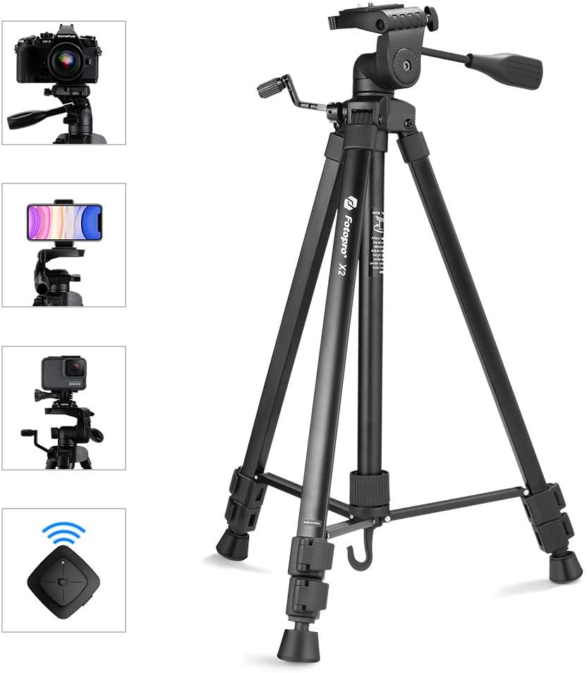 Travel Camera Phone Tripod, Fotopro 61" 155cm Portable Compact Tripods