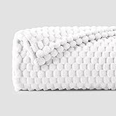 BEDELITE Fleece Blanket Twin Size for Bed Couch, 3D Jacquard Decorative White Throw Blanket, Soft and Cozy Warm Plush Fuzzy Throw All Seasons Suitable, 60x80Inches