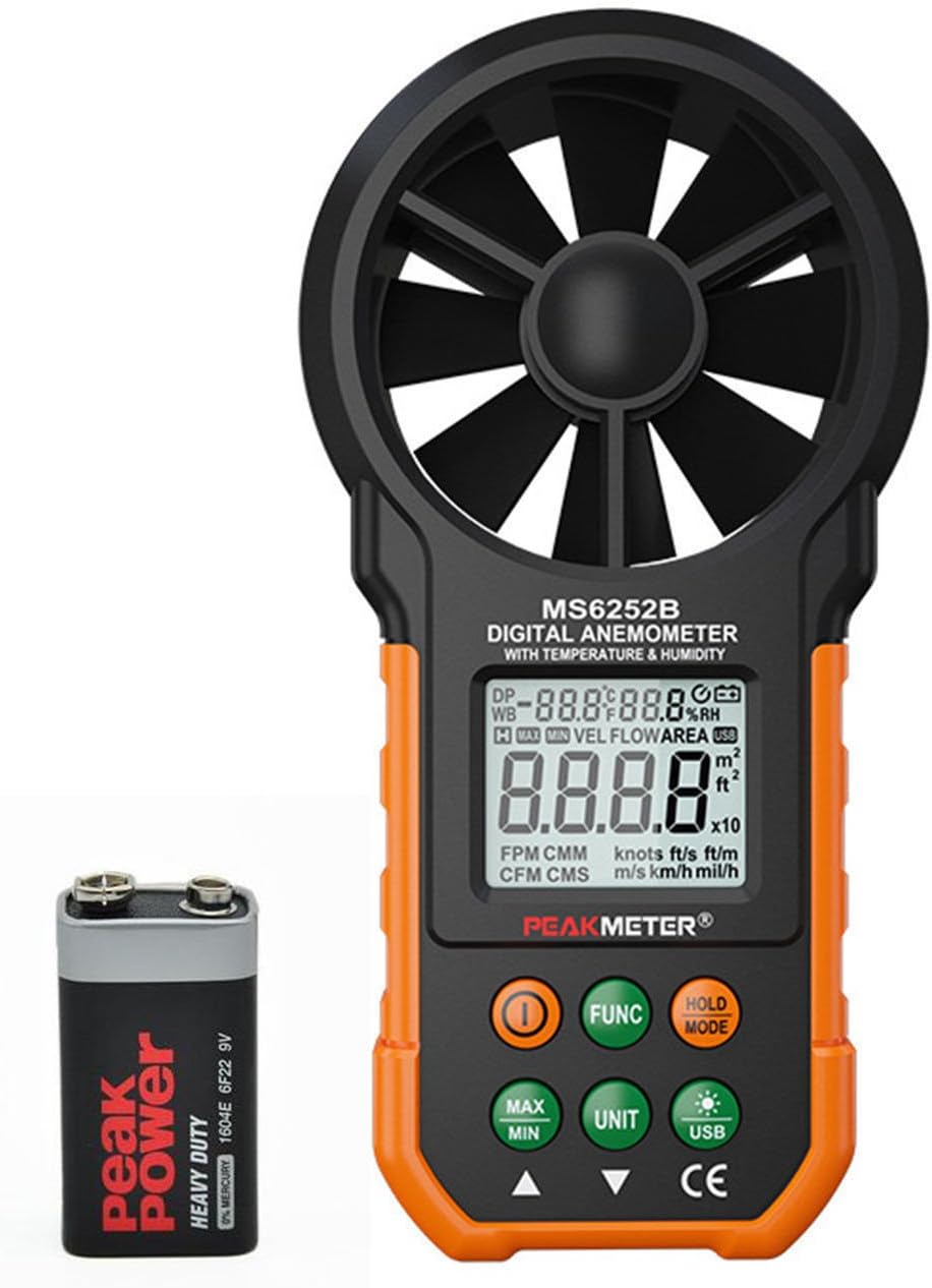 SynkTech MS6252B Digital Anemometer Wind Speed Air Volume Measurement USB Data uploading Air Humidity Flow Meter Anemometer