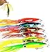 Aomeiter Squid Skirts Hard Fishing Lures, Lifelike Swimbait Octopus Bait with 2 Treble Minnow Hooks,1.4 OZ/5.1 IN, Pack of 6