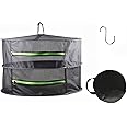 HYDGOOHO 2 Layer 2ft Herb Drying Rack Net Dryer Black Mesh with Green Zippers Hydroponics,Bonus Hook Drying Rack Herbs for Plant Bud Seed, Mesh Hanging Plant Dry,Herb Dry Net for Garden