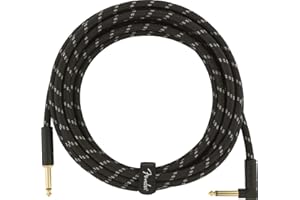 Fender Deluxe Series Instrument Cable, Straight/Angle, Black Tweed, 15ft
