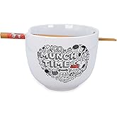 Peanuts "Munch Time Ceramic Dinnerware Set | Includes 20-Ounce Ramen Noodle Bowl and Wooden Chopsticks