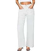 GRAPENT Wide Leg Jeans for Women Trendy High Waisted Loose Straight Leg Stretchy Retro Denim Pants with Pouch Pockets