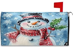 ALAZA Cute Smiling Snowman Mailbox Covers Standard Size Magnetic Post Box Cover for Garden Yard Decor 21x18 Inches