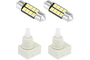 X AUTOHAUX 2Pcs Dome Lamp Switch with 2Pcs White LED Bulbs 34404-SDA-A21 34404-SDA-A22D3 924-798 Roof Map Light Overhead Ligh