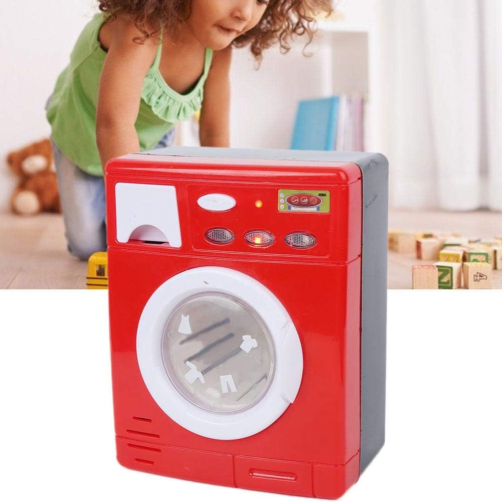 Amazon Yius 洗濯機の子供のおもちゃミニシミュレーション洗濯機子供アプライアンス電気洗濯機のおもちゃギフト 赤 家事 おもちゃ