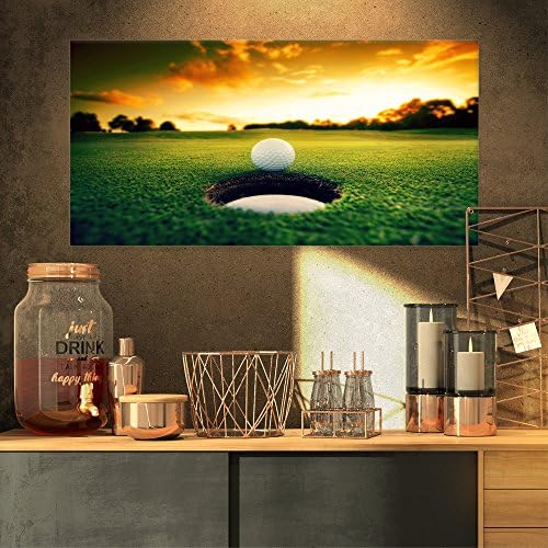 Designart Golf Ball Near Hole Artwork Canvas Print 32X16 Green