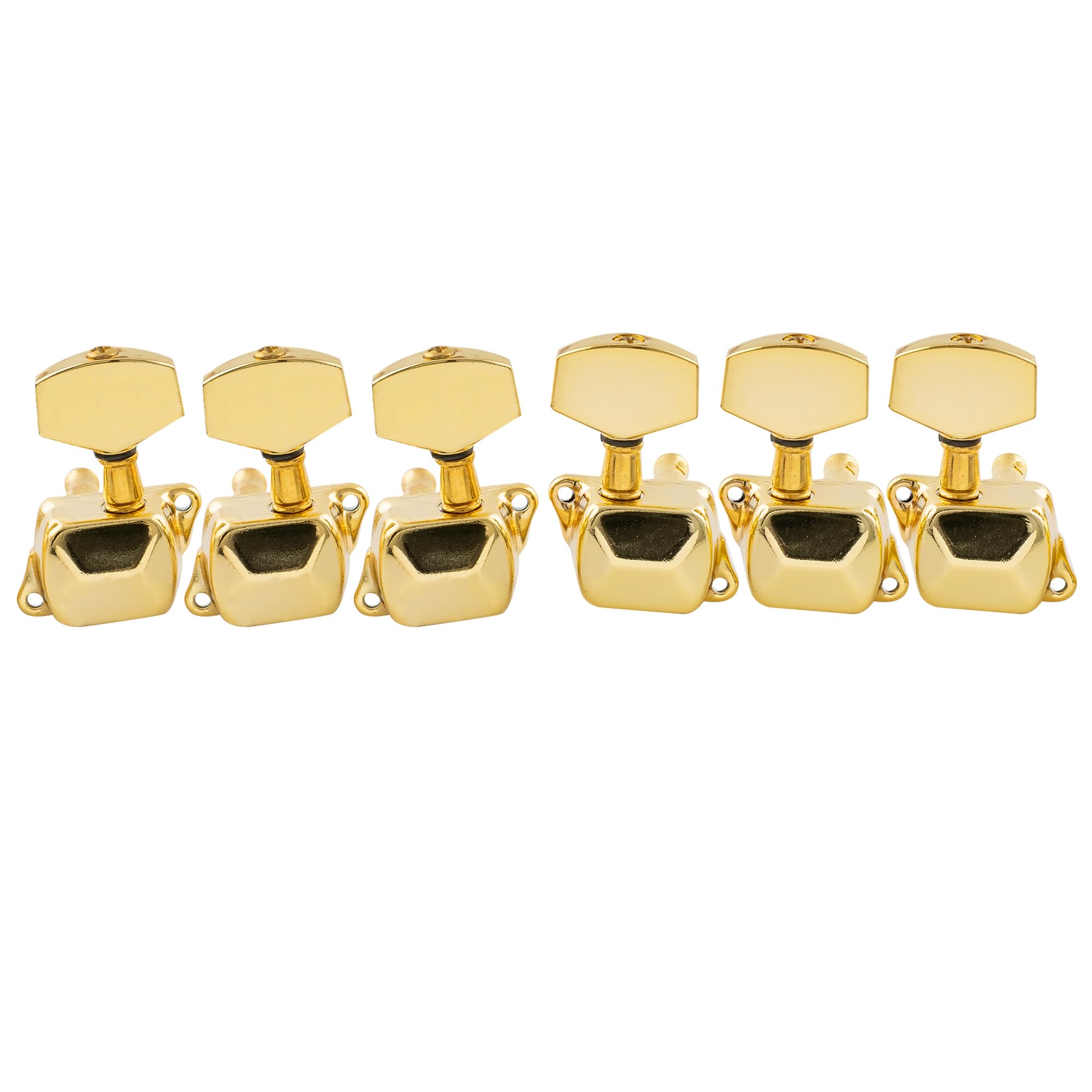 Musiclily 3+3 Semiclosed Guitar Tuners Tuning Keys Pegs Machine Heads Set, Gold