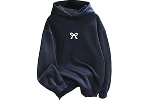 RoseSeek Girl's Bow Graphic Long Sleeve Hoodie Hooded Neck Casual Sweatshirt Pullover Tops