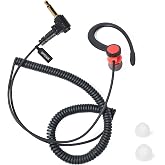 UAYESOK Radio Listen Only Earpiece 3.5mm, Removable Hook, in-Ear Headset | For Motorola Icom, For Radio Speaker Mic, Fit Left &amp; Right Ear