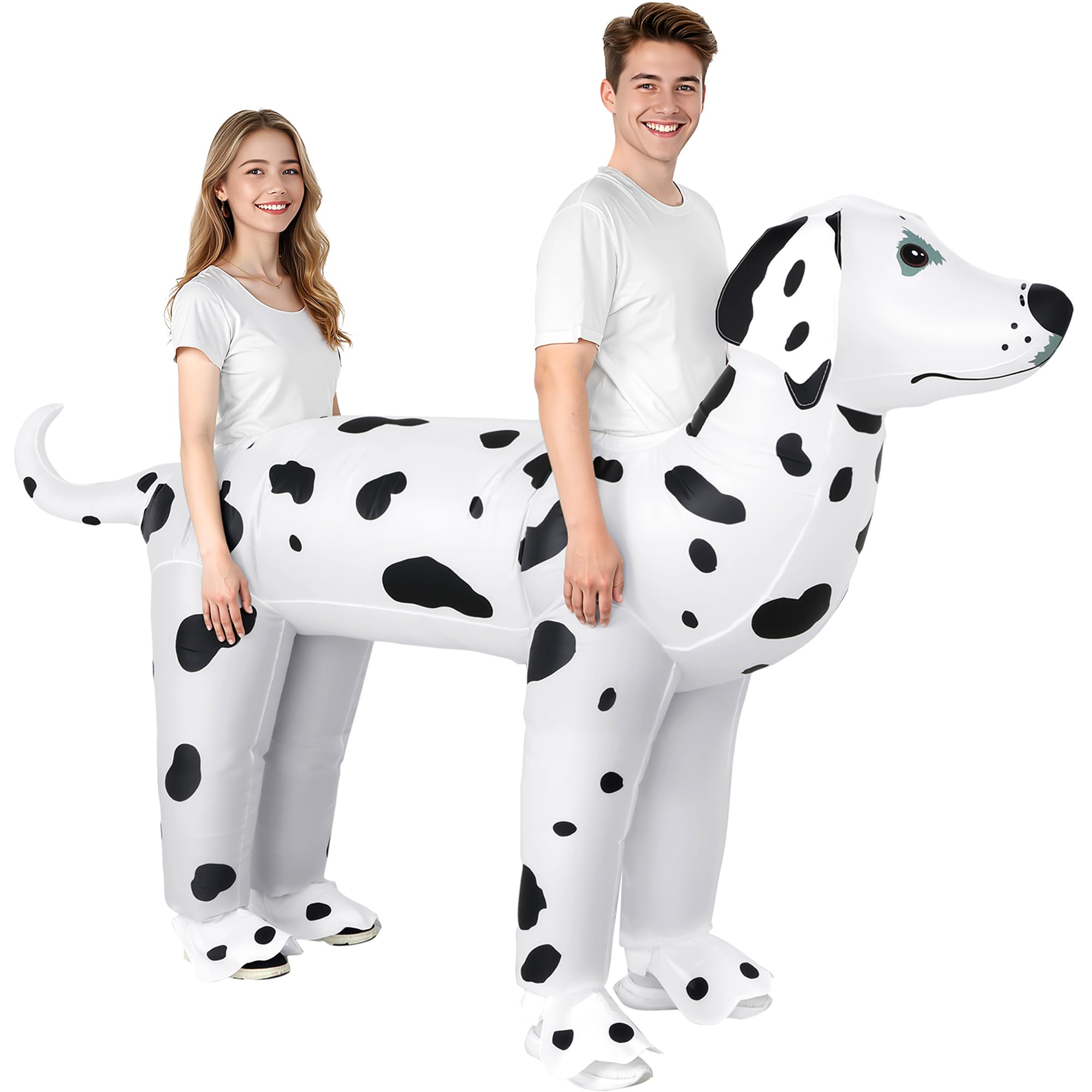 Photo 1 of ***UNTESTED UNKNOWN DAMAGES**** XYJKIDSES Couple Inflatable Dalmatian Costume for Adult Dog Halloween Blow Up Costumes 2025 New 2 Person Funny Dalmatian Costumes for Men Women Cosplay