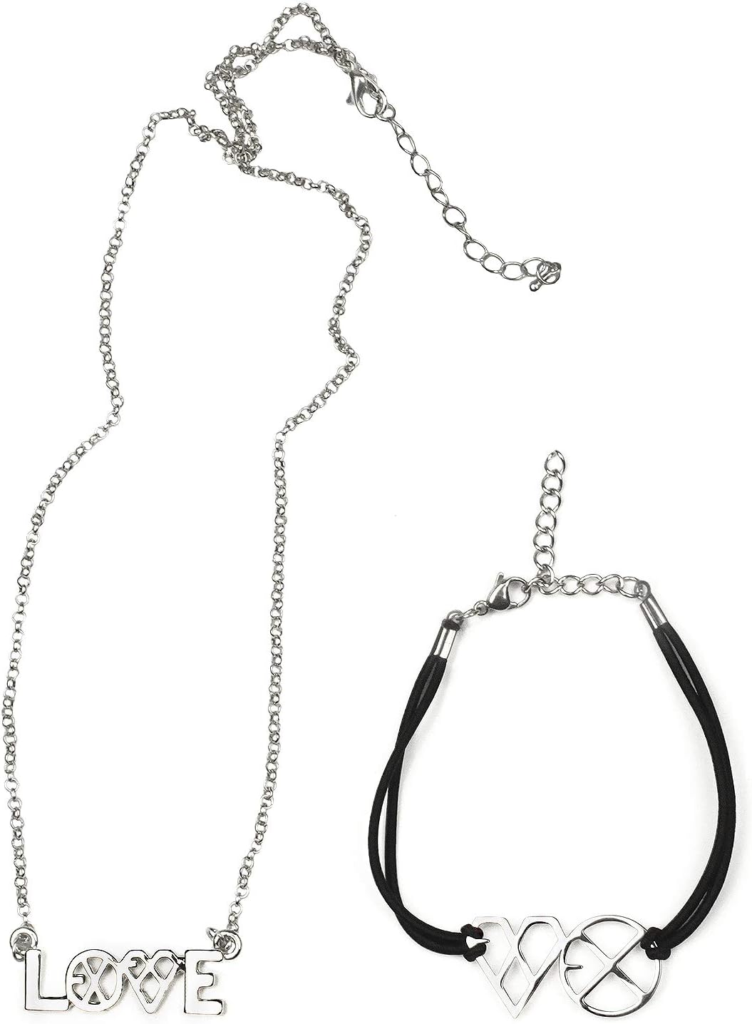 fantown Kpop EXO XOXO Accessories Love Necklace Titanium Steel Alloy EXO Logo Bracelet