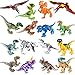 LTCtoy 16pcs Dinos Toy,Buildable Dinosaur Building Blocks Figures with Movable Jaws,Including T Rex,Triceratops, Velociraptor, etc