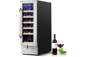 VELIVI 12 Inch Wine Refrigerator, 18 Bottles Wine Cooler with Upgraded Compressor, 41-72F, Fits Large Wine Bottles, Mini Wine Fridge with Glass Door and Safety Lock, Built-in Undercounter or Freestanding