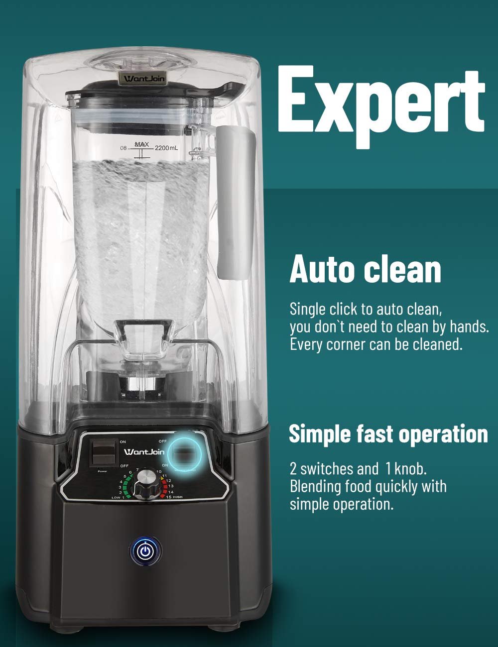 WantJoin Professional Commercial Blender With Shield Quiet Sound