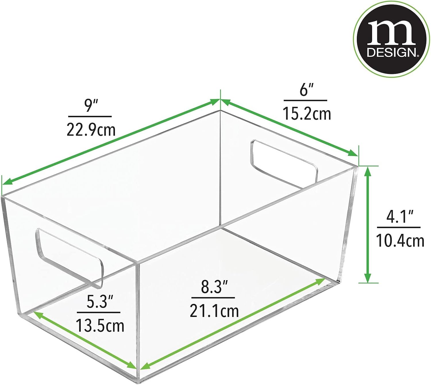 mDesign Rectangular Plastic Office Supplies Storage Organizer Bin with Handles for Paper Pads, Pens, Pencils, Dry Erase Markers, Highlighters, Sticky Notes, Mailing Labels - Small, 2 Pack - Clear: Home & Kitchen