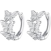 Butterfly Huggie Hoop Earrings for Women Cartilage 925 Sterling Silver Tragus Sleeper Hypoallergenic Small Hoops Earring Studs Cute Birthday Jewelry Gifts Christmas