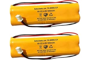 BATTERY HAWK (2 Pack) D-AA650Bx4 All Fit E1021R Exit Sign Light NiCad Battery 0120859 Ni-CD AA 650mAh 4.8V EJW-NI-CAD 800mah BYD D-AA650B-4