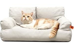 MEWOOFUN Pet Sofa Bed for Medium Pets Cat Couch Cat Bed with 26×19×13 Inch Removable Washable Cover Nonskid Bottom Puppy Couch Pet Bed up to 25 lbs (Grey)